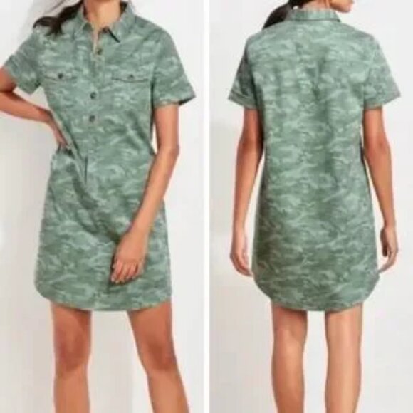 NWT Womens Vineyard Vine Tonal Camo Sage Olive Polo Margo Shirtdress 16 - Picture 2 of 16